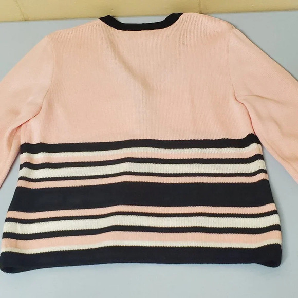ST. JOHN SPORT Sweater Pink Black White  Stripe - Picture 5 of 14